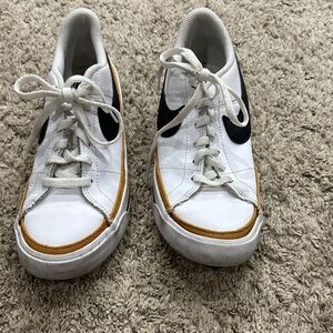 Nike Kids Shoes White and Black with Gold Accents